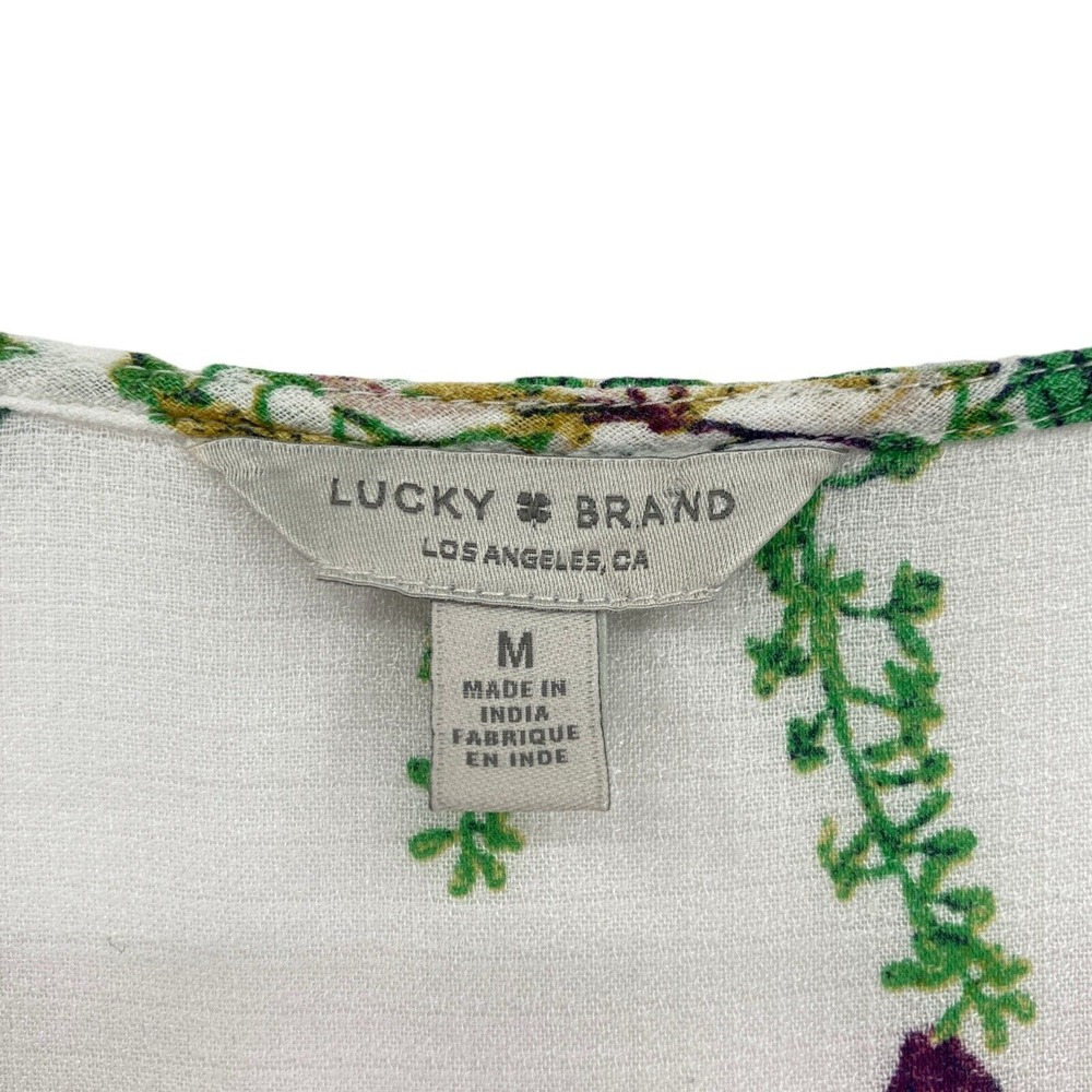 Lucky Brand Peplum Top Womens Medium Multi Floral 100% Viscose V Neck Pullover - Picture 9 of 16